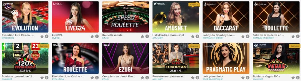 Merlin Casino jeux live