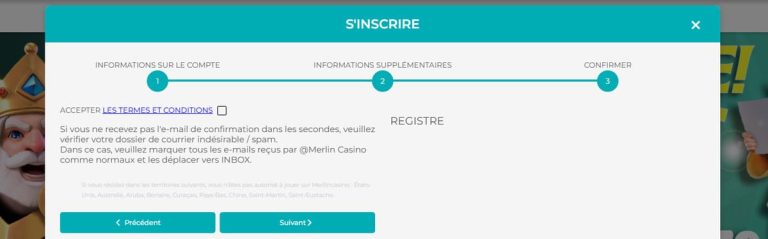 Merlin Casino souscription
